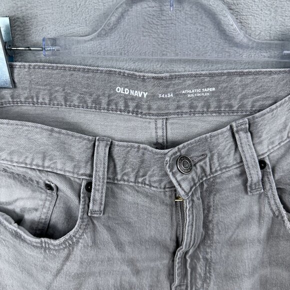 Old Navy Jeans Athletic Taper Built-in Flex Men's Size 34X34 Mid Rise Gray - Picture 5 of 12